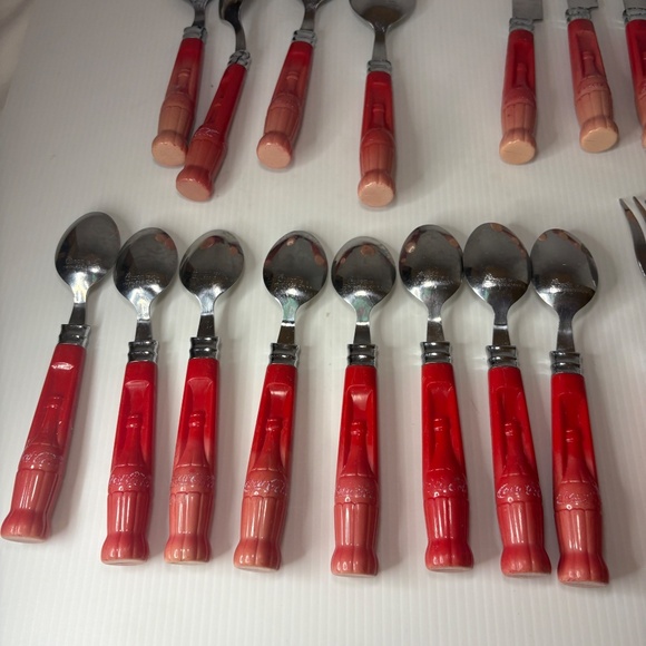 Coca Cola Silverware Flatware Vintage 25 Piece Red Coke Bottle Handle Gibson - Picture 7 of 13